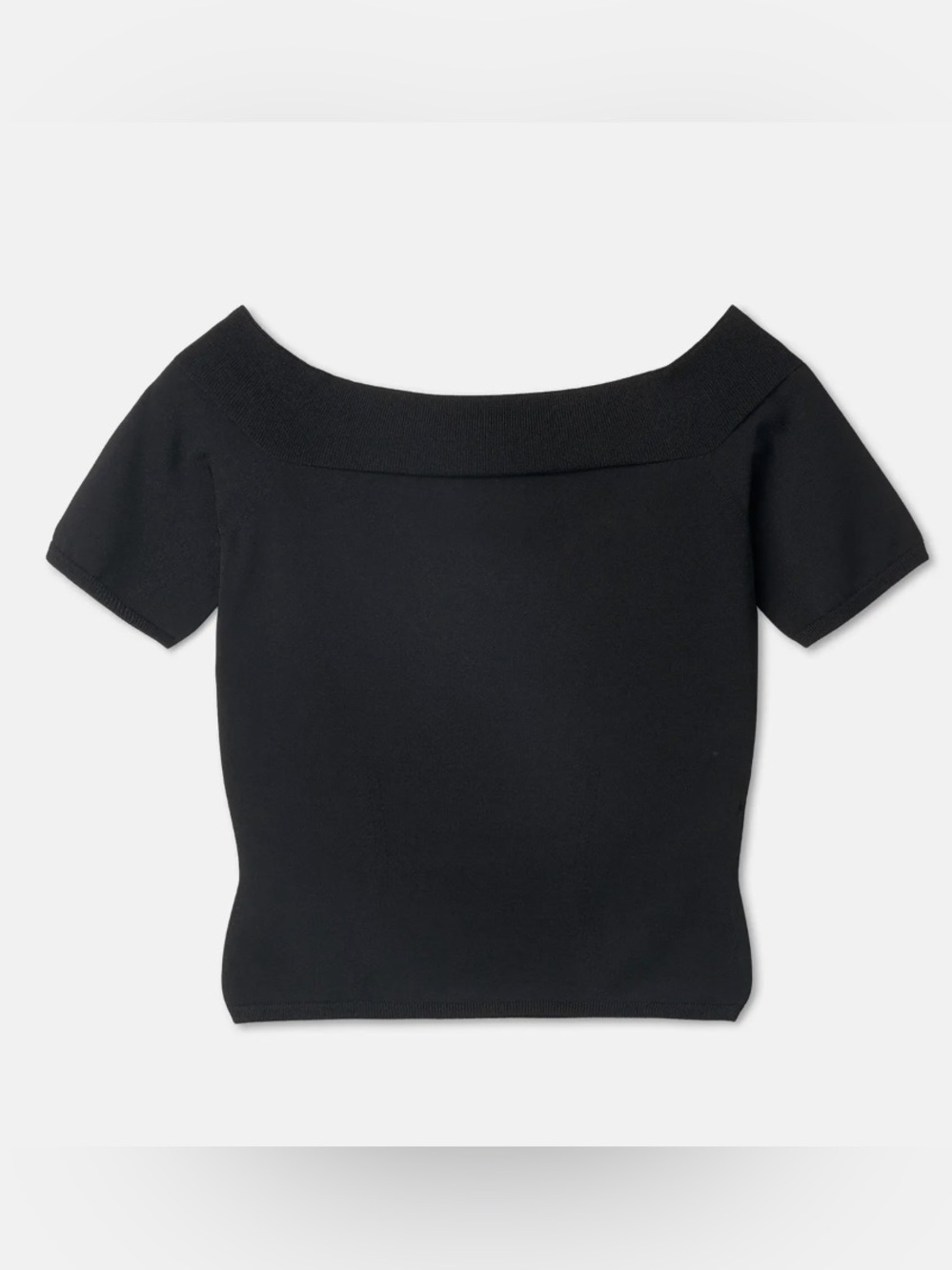 Alexander McQueen Black Off-Shoulder Knit Crop Top